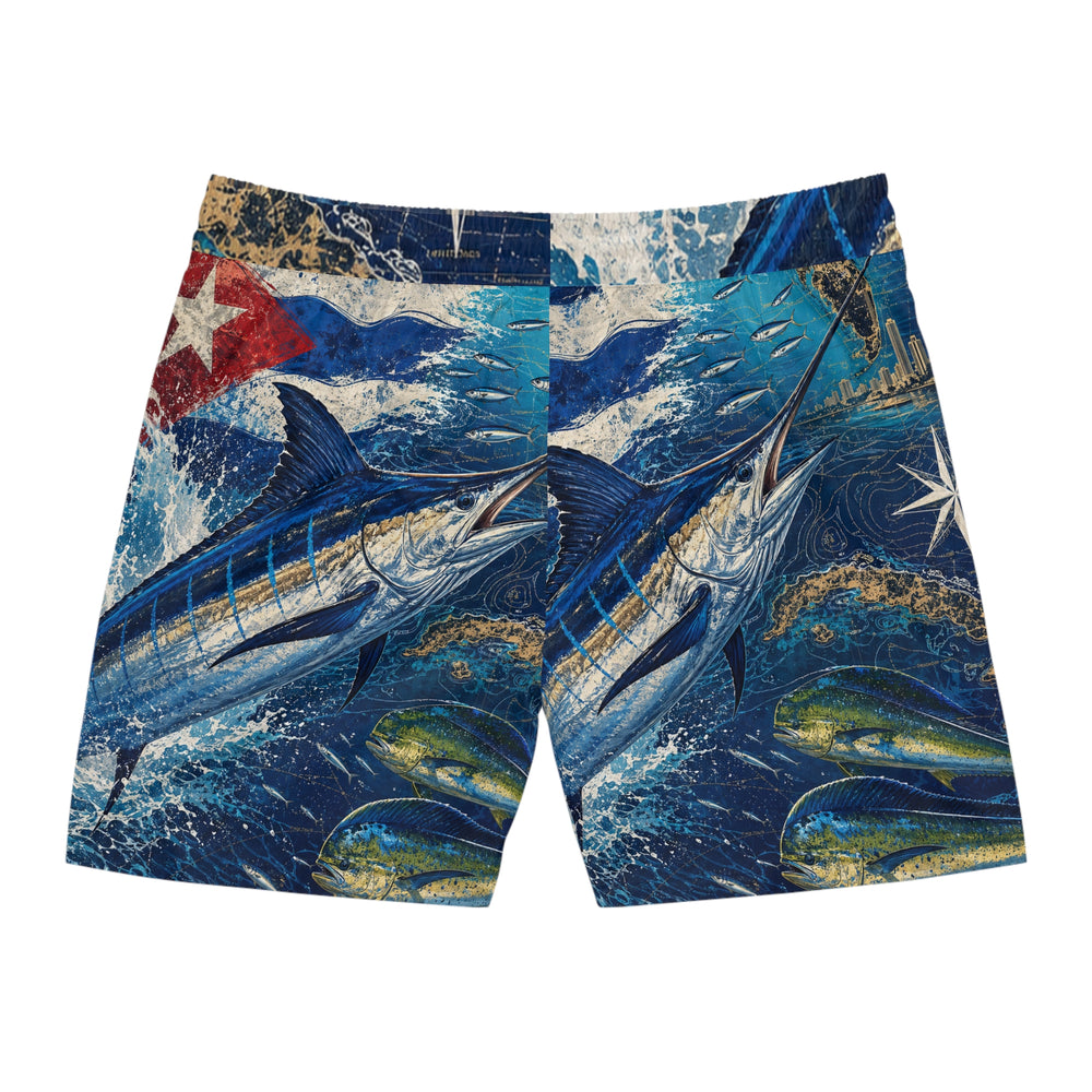 Havana Bluewater Run Mid-Length Swim Shorts detail - Cuban apparel by Patria Vive