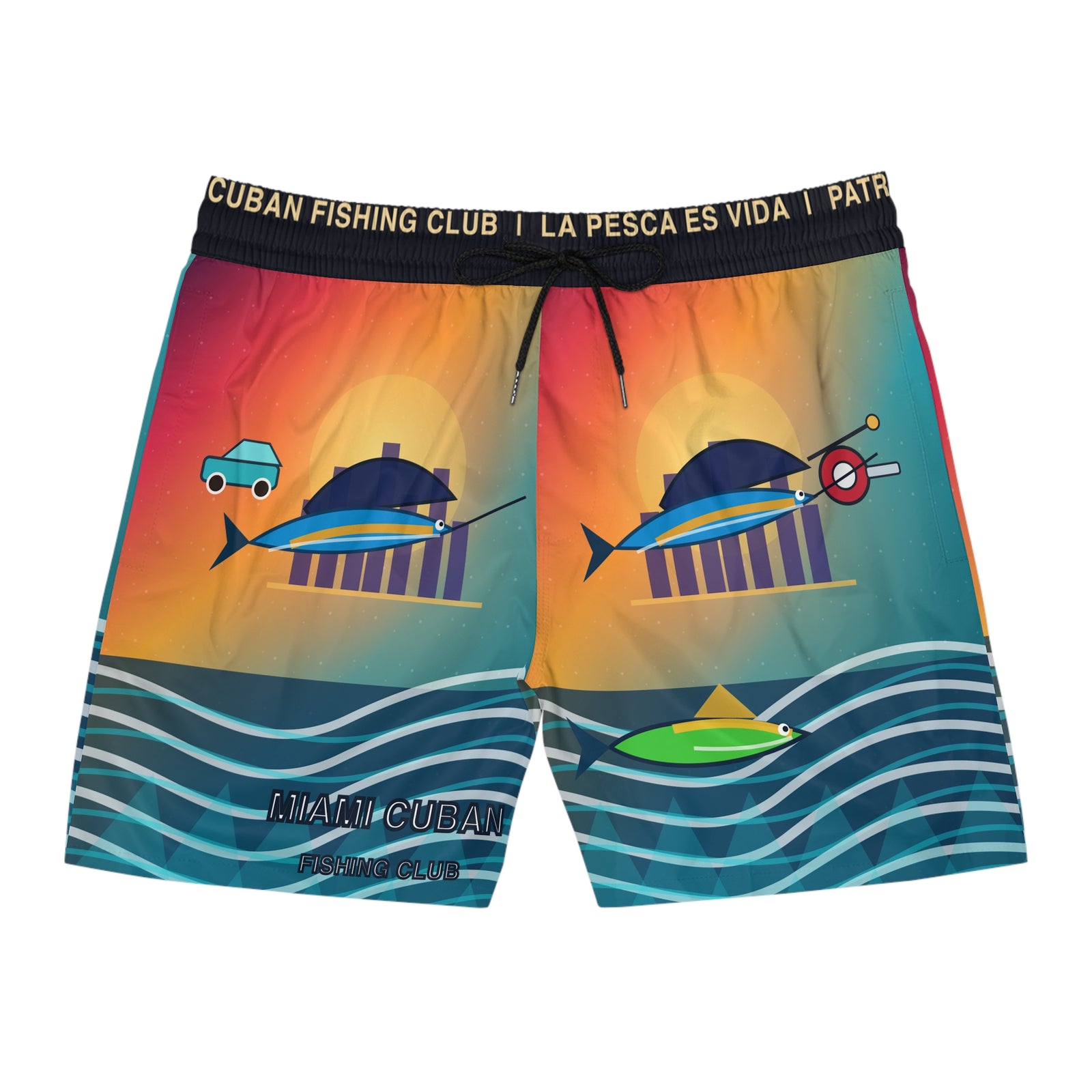 Miami Cuban Fishing Club Mid-Length Water Shorts - premium Cuba merch by Patria Vive