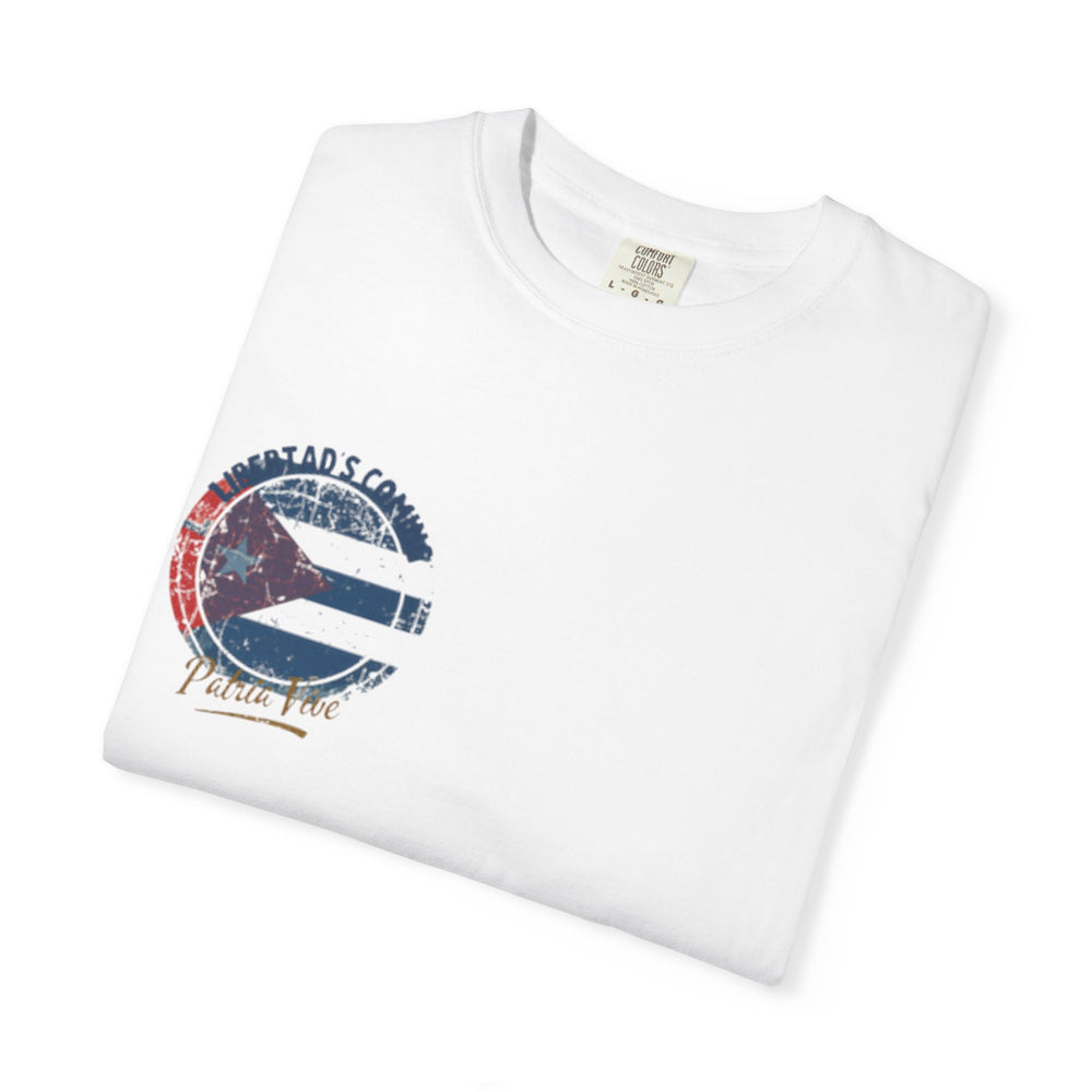 Liberta Is Coming Garment-Dyed Tee detail - Cuban apparel by Patria Vive