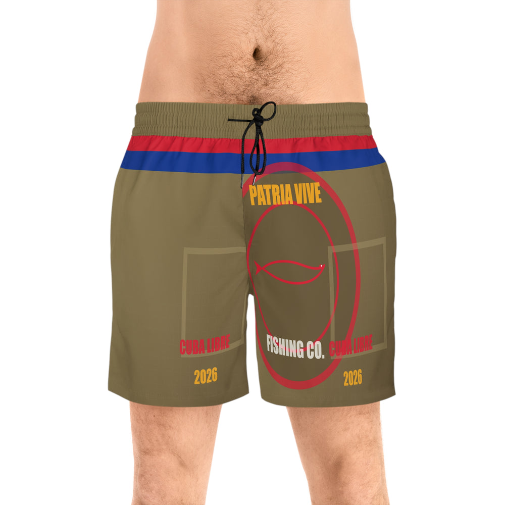 Fishing Co. Khaki Mid-Length Water Shorts detail - Cuban apparel by Patria Vive