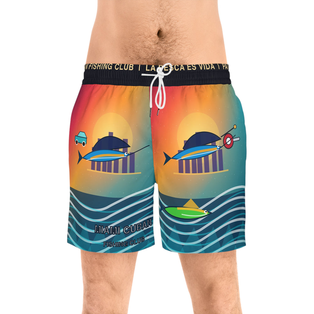 Miami Cuban Fishing Club Mid-Length Water Shorts detail - Cuban apparel by Patria Vive