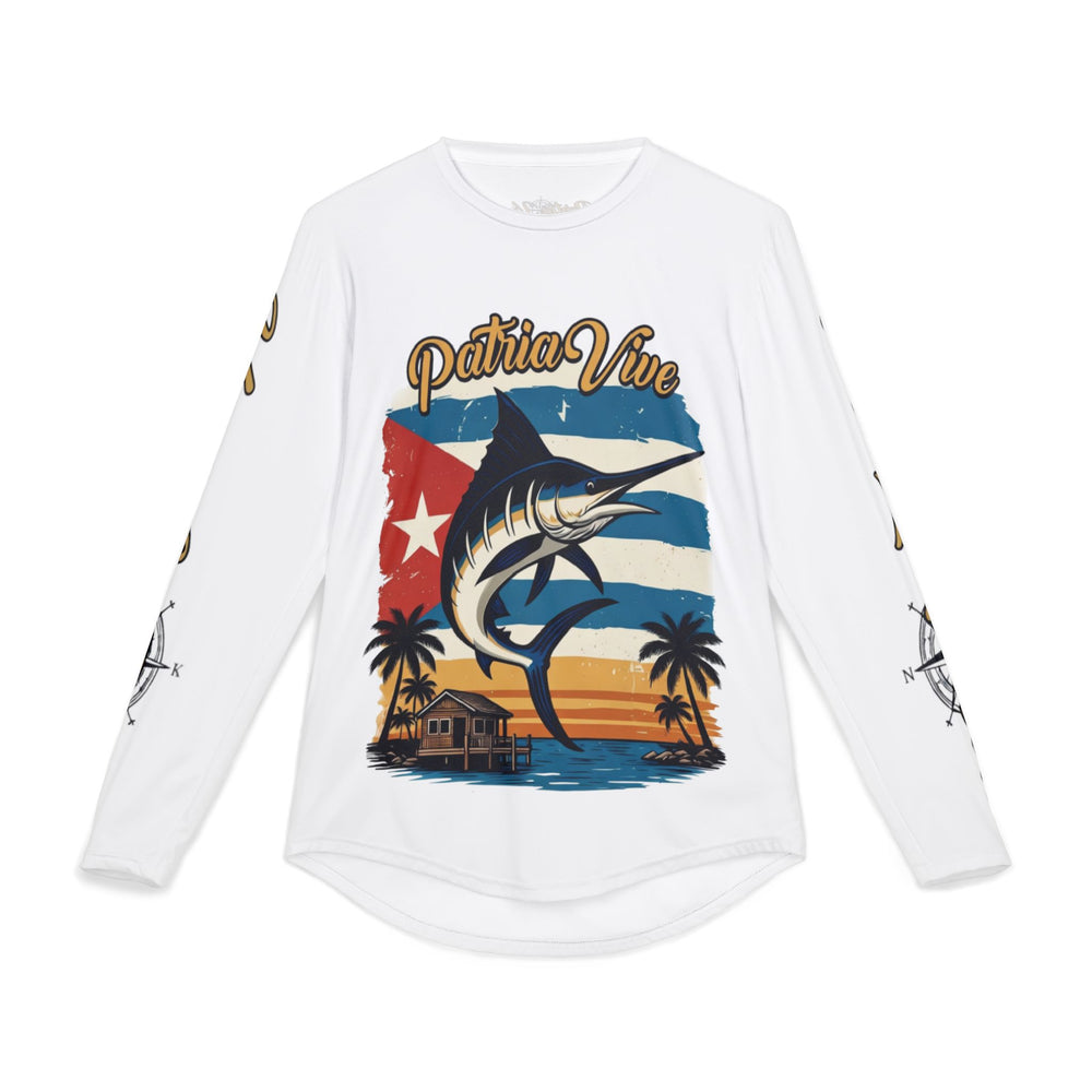 Men's UV Protection Long Sleeve Shirt (AOP) detail - Cuban apparel by Patria Vive