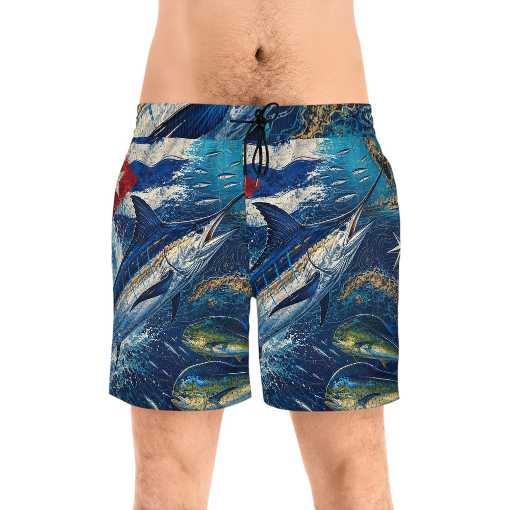 Havana Bluewater Run Mid-Length Swim Shorts detail - Cuban apparel by Patria Vive