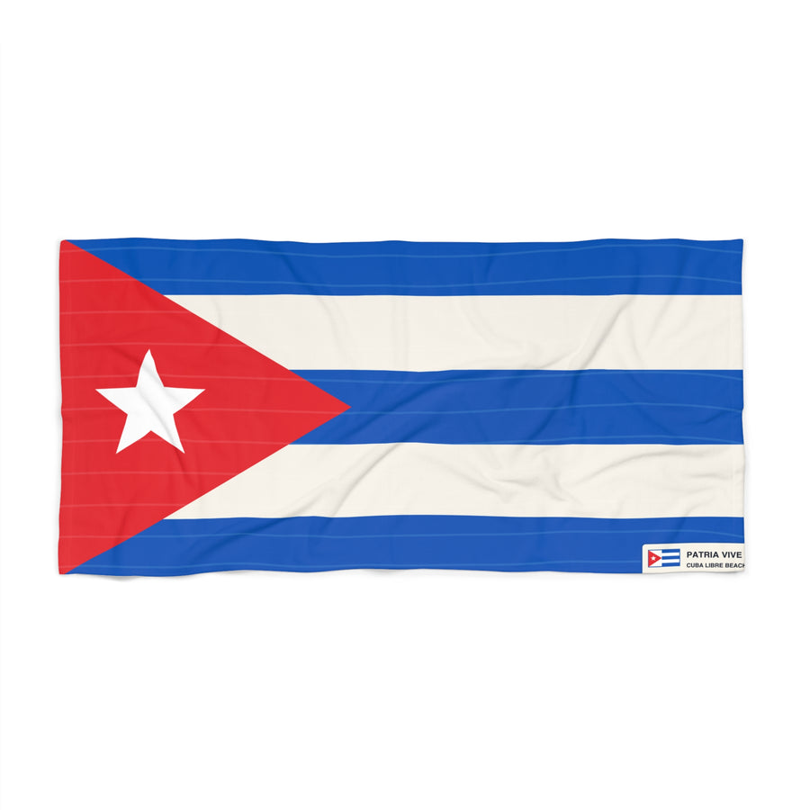 Cuba Libre Flag Beach Towel detail - Cuban shirt and Cuba merch by Patria Vive