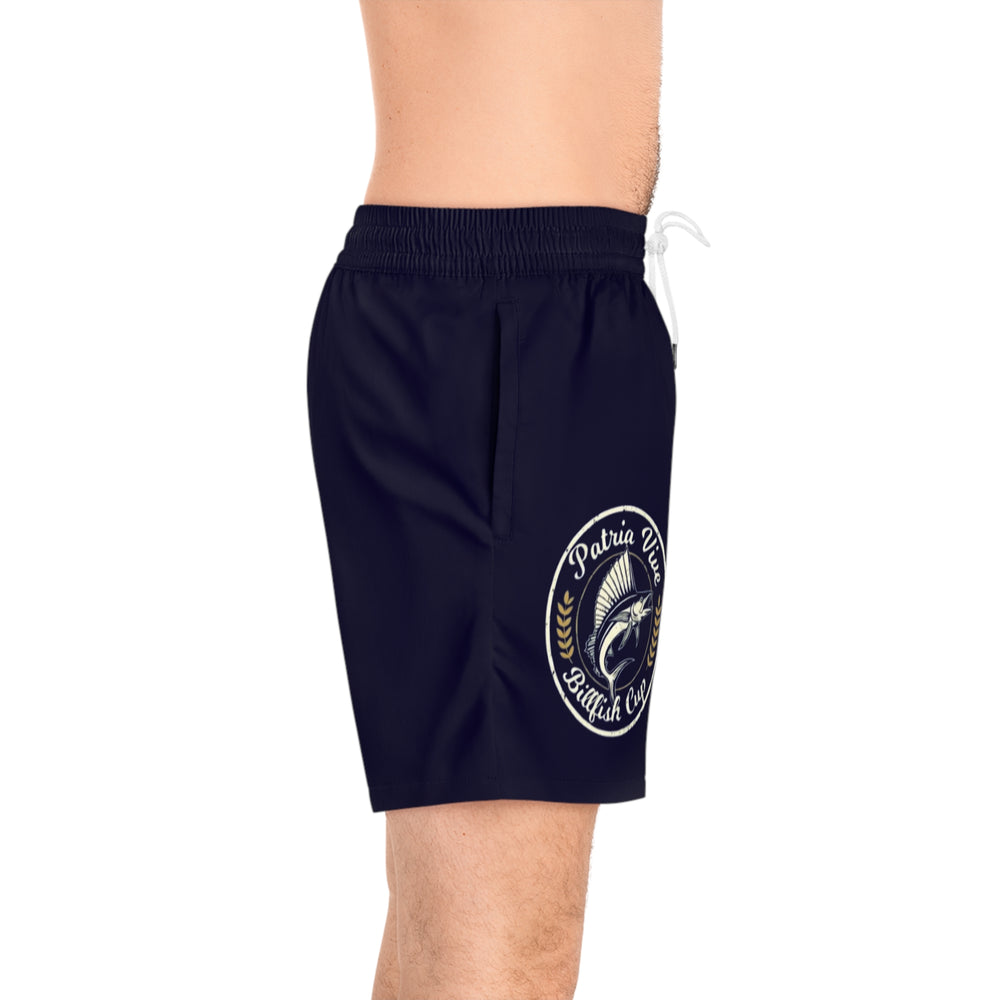 Men's Mid-Length Swim Shorts (AOP) detail - Cuban apparel by Patria Vive