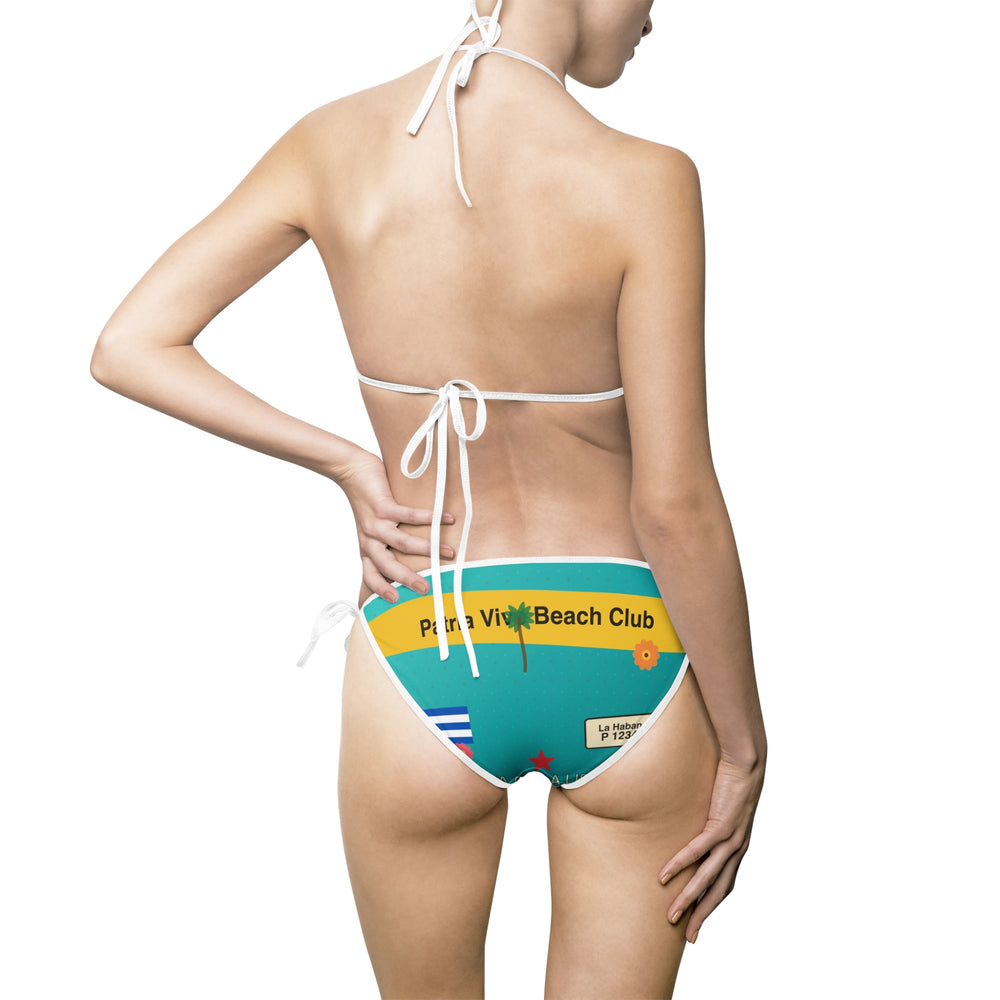 Viva Cuba Libre Tropical Women's Bikini Swimsuit detail - Cuban apparel by Patria Vive
