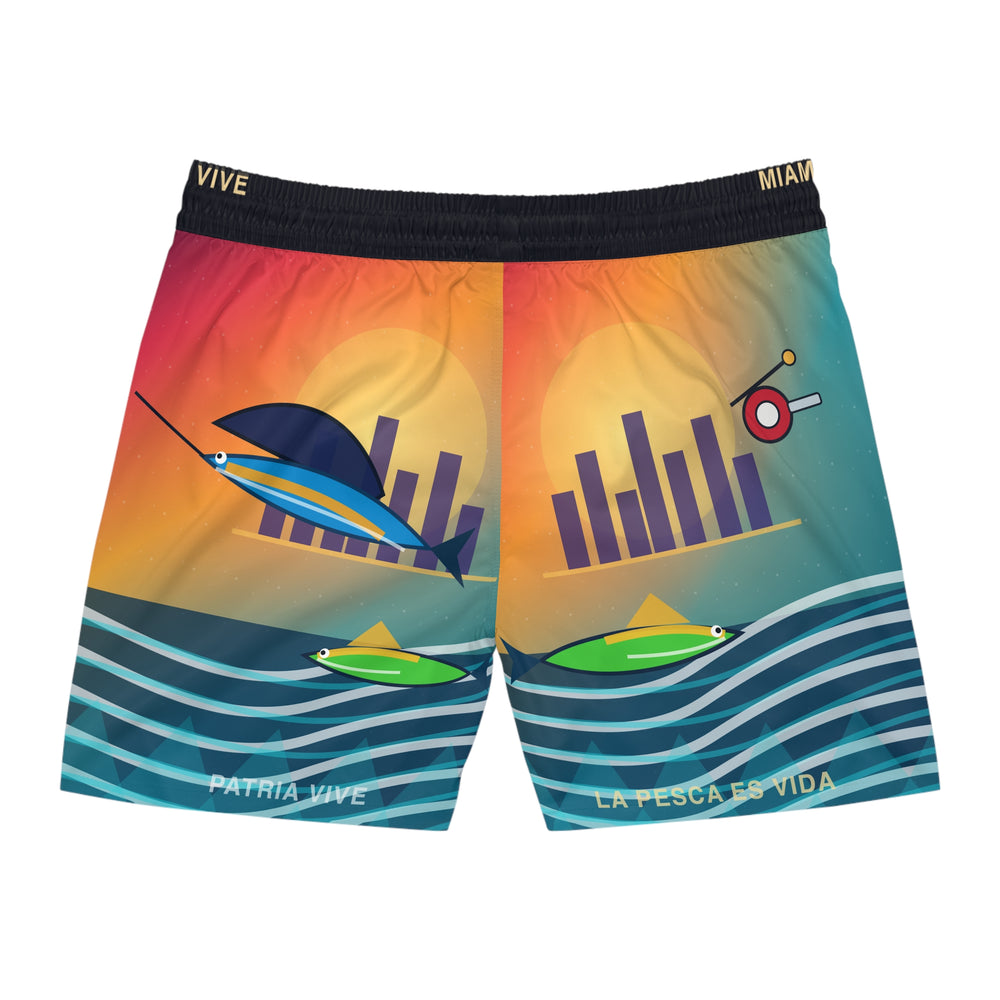 Miami Cuban Fishing Club Mid-Length Water Shorts detail - Cuban apparel by Patria Vive