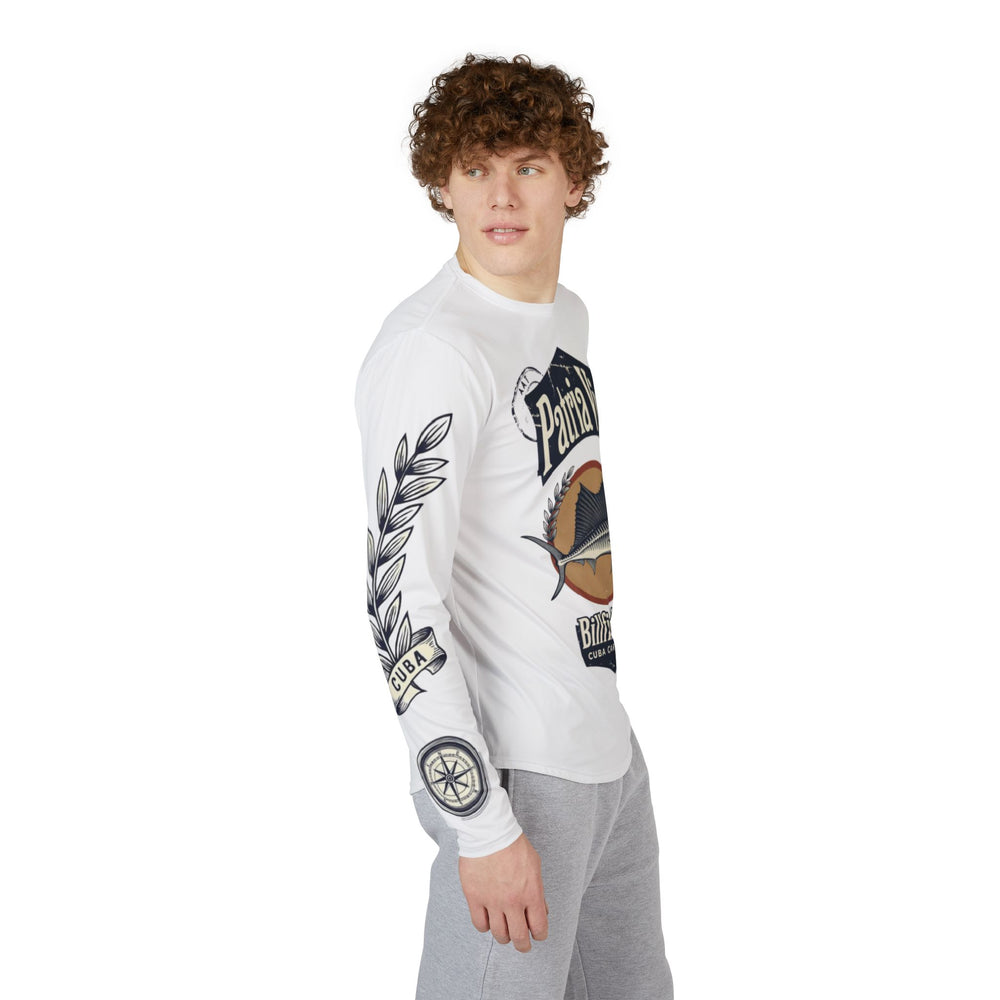 Men's UV Protection Long Sleeve Shirt (AOP) detail - Cuban apparel by Patria Vive