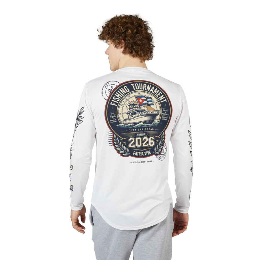 Men's UV Protection Long Sleeve Shirt (AOP) detail - Cuban shirt and Cuba merch by Patria Vive