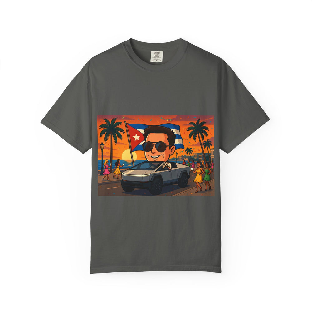 Elon Cyber Comfort Wash Tee detail - Cuban apparel by Patria Vive