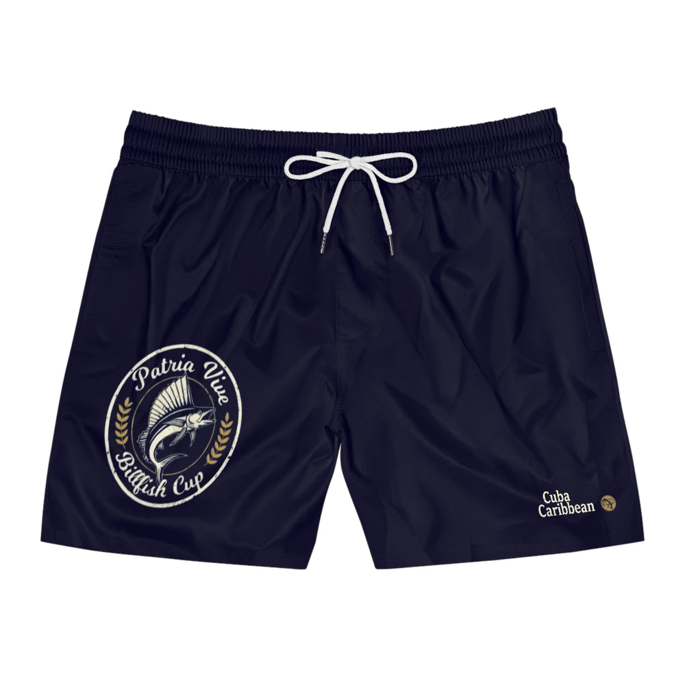 Men's Mid-Length Swim Shorts (AOP) detail - Cuban apparel by Patria Vive