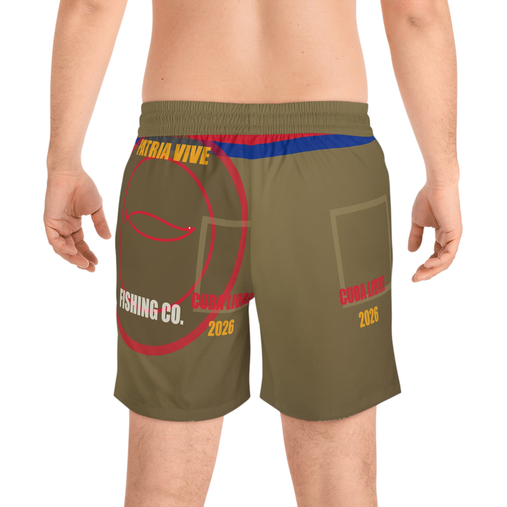 Fishing Co. Khaki Mid-Length Water Shorts detail - Cuban apparel by Patria Vive
