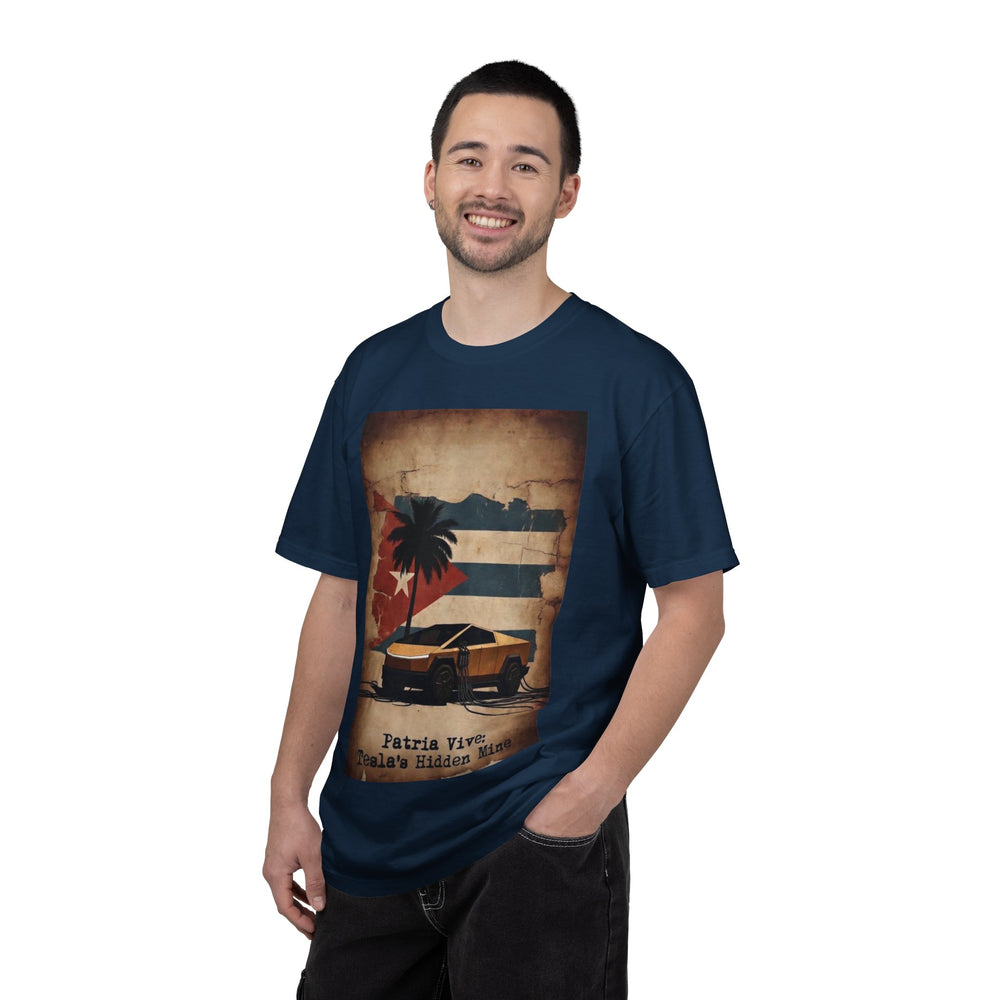 Tesla Hidden Gem Garment-Dyed Heritage Tee detail - Cuban apparel by Patria Vive
