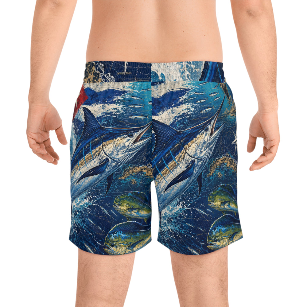 Havana Bluewater Run Mid-Length Swim Shorts detail - Cuban apparel by Patria Vive