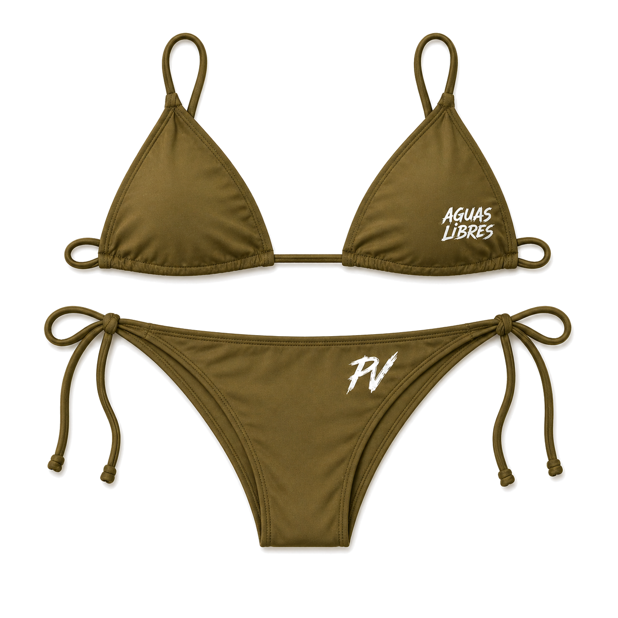 Aguas Libres Olive Triangle Bikini Swimsuit - Cuba merch and Cuban streetwear by Patria Vive
