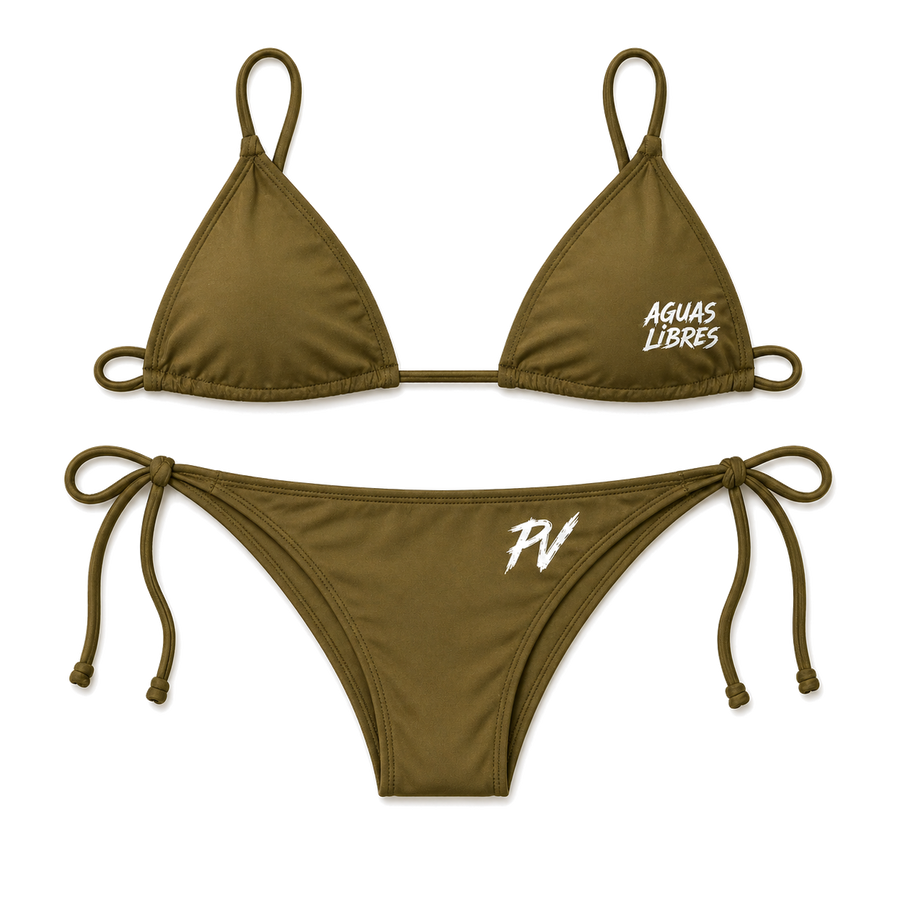 Aguas Libres Olive Triangle Bikini Swimsuit