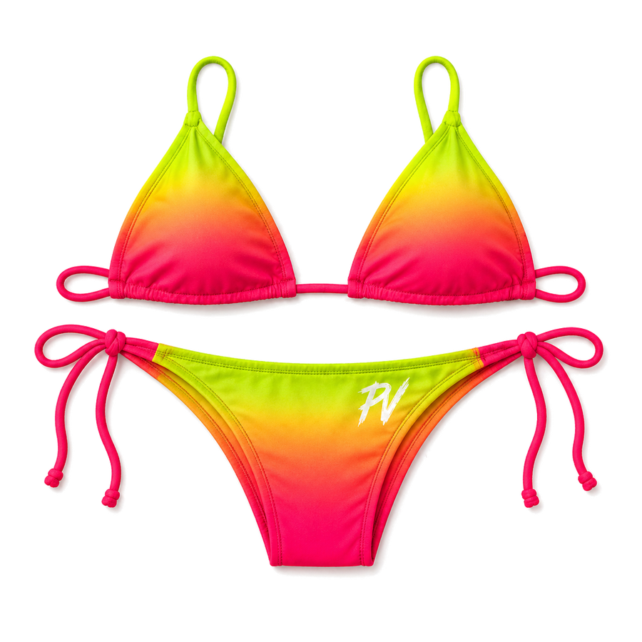 Neon Sunset Triangle Bikini Swimsuit