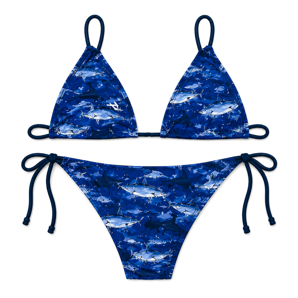 Patria Vive Offshore Pesca Triangle Bikini Swimsuit detail - Cuban apparel by Patria Vive
