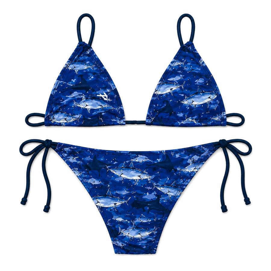 Patria Vive Offshore Pesca Triangle Bikini Swimsuit detail - Cuban shirt and Cuba merch by Patria Vive