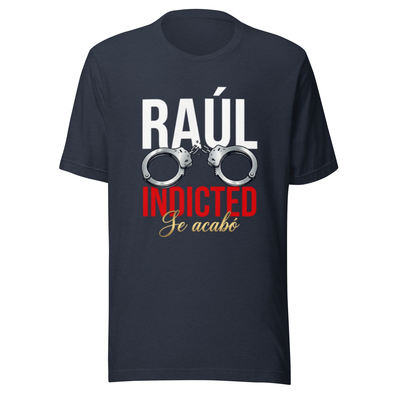 Raúl Indicted Tee – Heather Navy - premium Cuba merch by Patria Vive